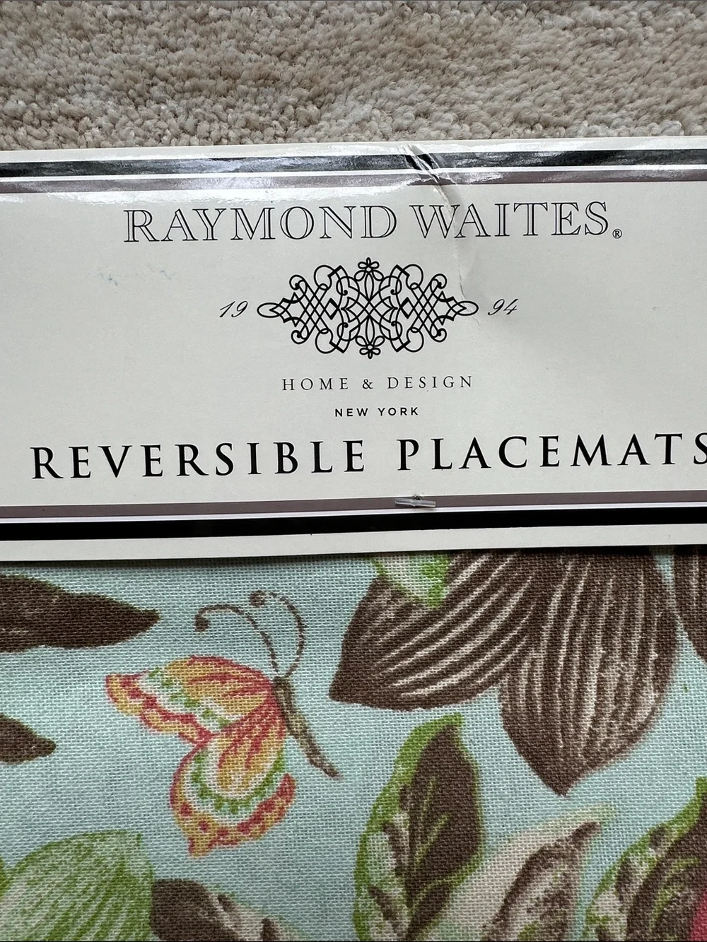 NWT Raymond Waites Reversible Floral Fabric Placemats set/4 Multicolor Cotton